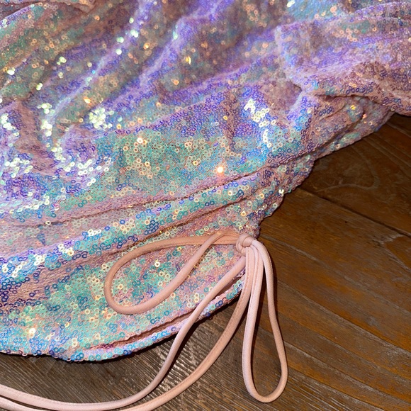 Lucy In The Sky, light pink iridescent, full sequined dress. - Picture 3 of 6